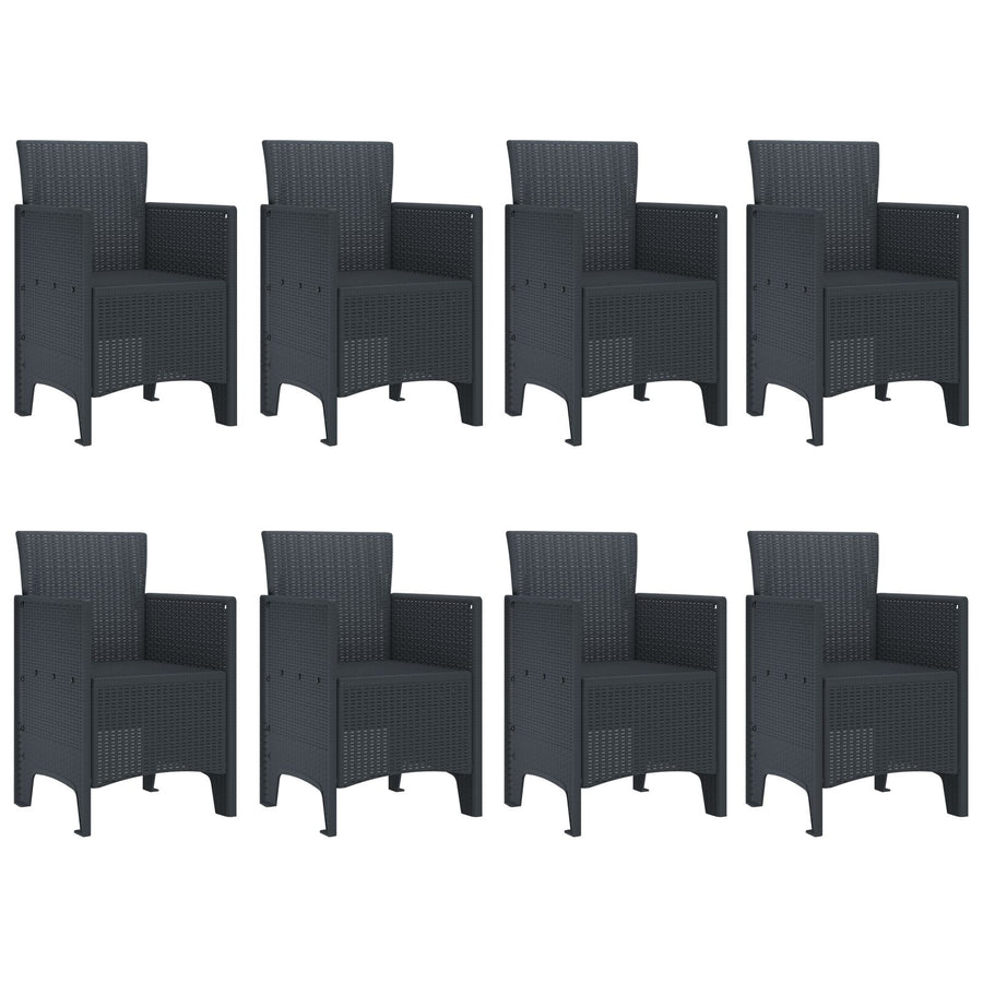 9-Delige Tuin Eettafel Set Anthraciet Poly Rattan