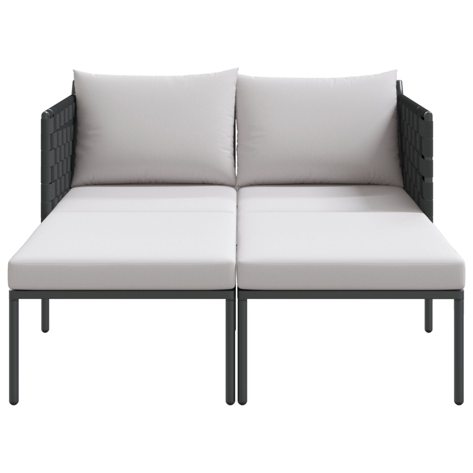 Zonnenbed Met Kussens Voor 2 Personen Antraciet 115X153X69,5 Cm Staal Lichtgrijs