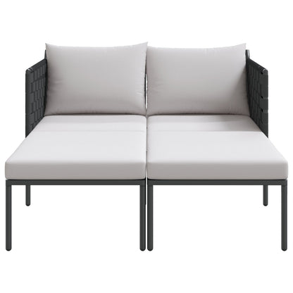 Zonnenbed Met Kussens Voor 2 Personen Antraciet 115X153X69,5 Cm Staal Lichtgrijs