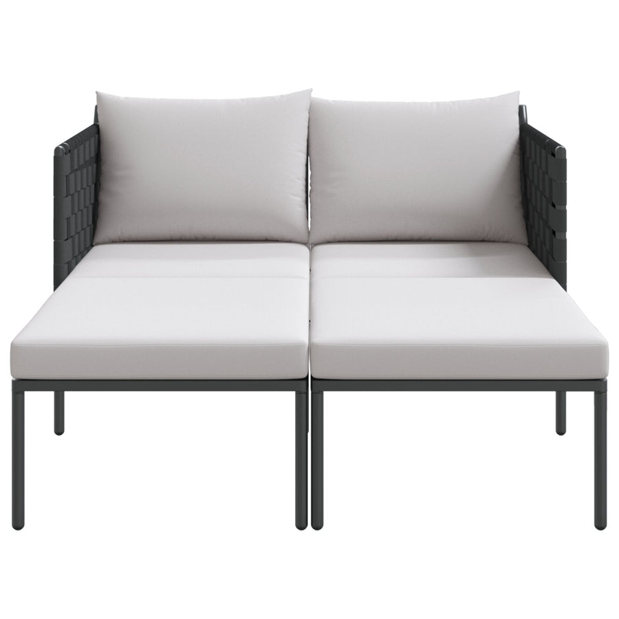Zonnenbed Met Kussens Voor 2 Personen Antraciet 115X153X69,5 Cm Staal Lichtgrijs