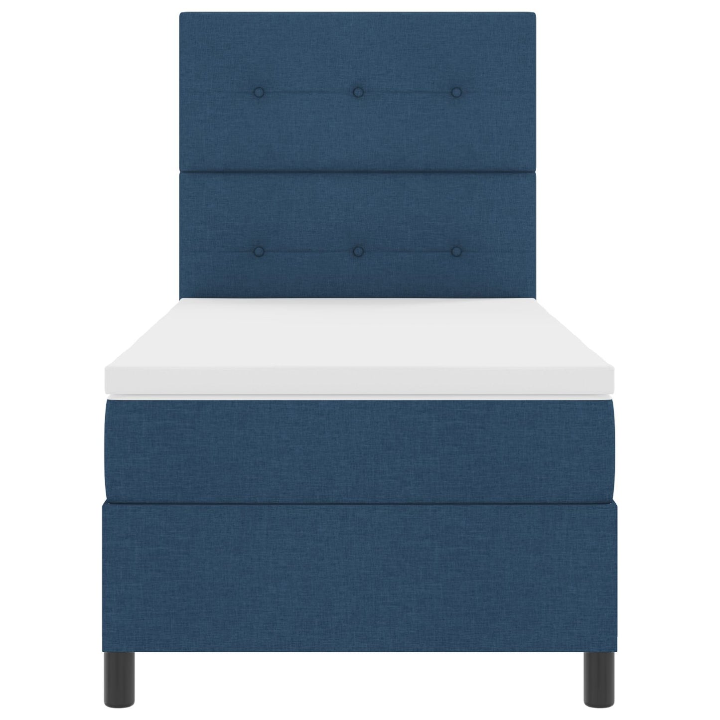 Boxspring Bed Met Matras Eenpersoons Stof Blauw 90 x 190 cm Knoopgestikt