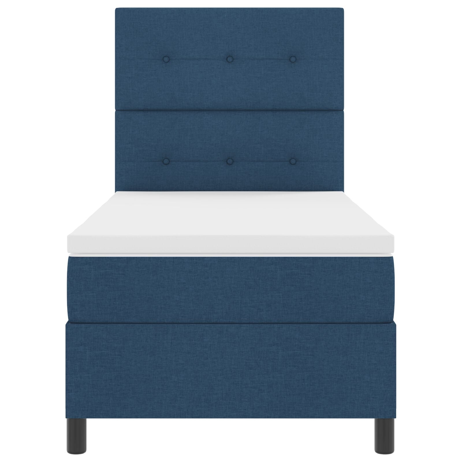 Boxspring Bed Met Matras Eenpersoons Stof Blauw 90 x 190 cm Knoopgestikt
