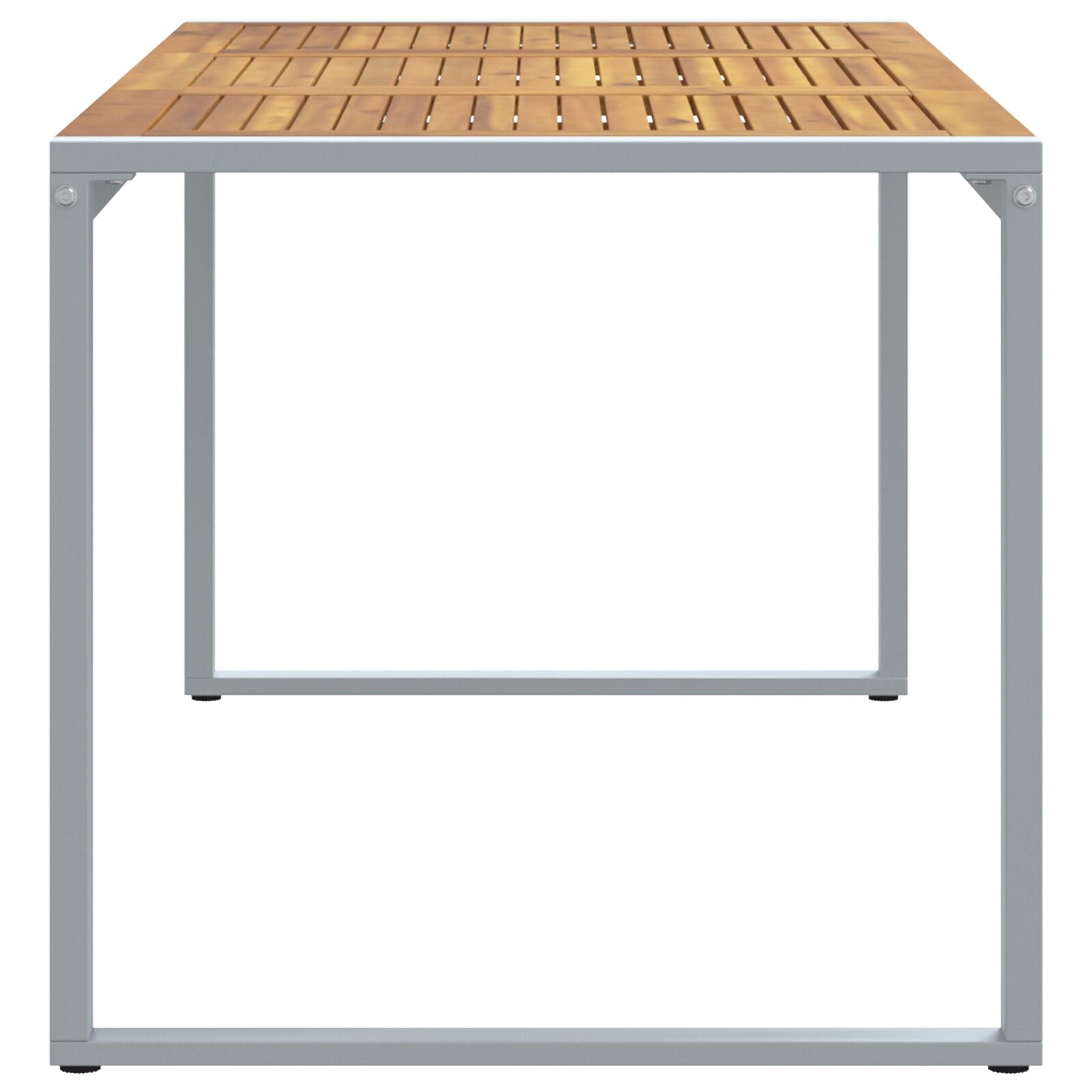 Tuin Eettafel Grijs 180X90X75 Cm Staal & Massief Acaciahout