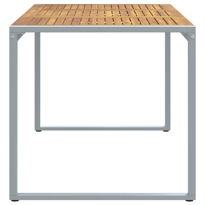Tuin Eettafel Grijs 180X90X75 Cm Staal & Massief Acaciahout