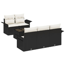 6-Delige Tuin Sofa Set Met Kussens Zwart Poly Rattan
