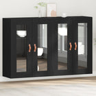 Dressoir 2 stuks zwart eiken 69,5x34x90 cm massief hout
