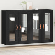 Dressoir 2 stuks zwart eiken 69,5x34x90 cm massief hout