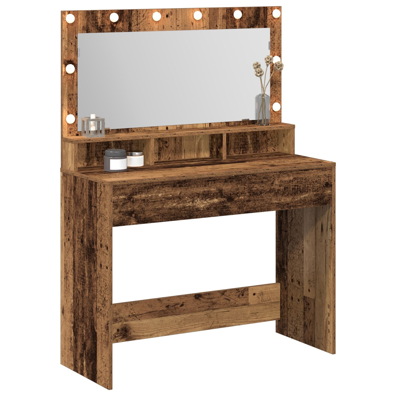 Kaptafel Met Led-Lichten - Vintage Hout - Oud hout 100 x 41 x 135 cm