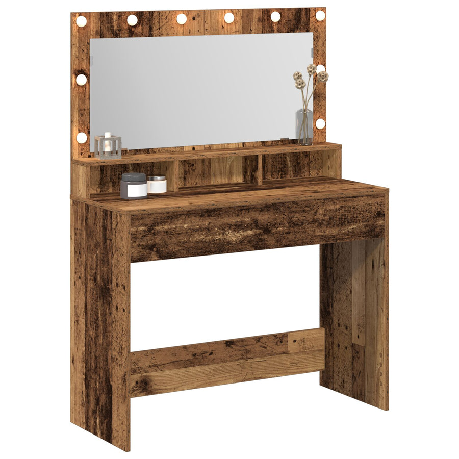 Kaptafel Met Led-Lichten - Vintage Hout - Oud hout 100 x 41 x 135 cm