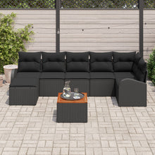 8-Delige Tuin Sofa Set Met Kussens Zwart Poly Rattan Acacia
