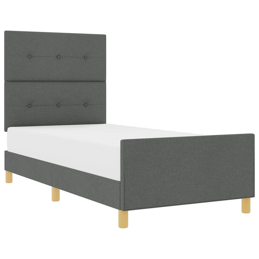 Bed Frame Donkergrijs 90X190 Cm Stof Crème