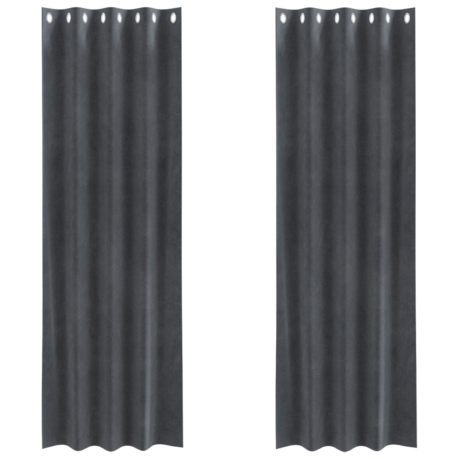 Zwarte Gordijnen 2 Stuks Velvet Lichtgrijs 140 x 225 cm met oogjes