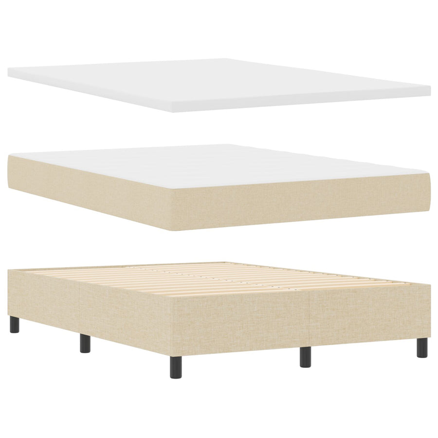 Boxspringbed Met Matras Stof Crème 140 x 190 cm Knop gestoffeerd