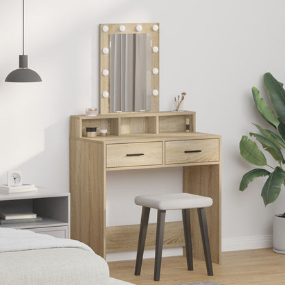 Make-Up Tafel Met Led Verlichting Sonoma eiken 79 x 41 x 140 cm
