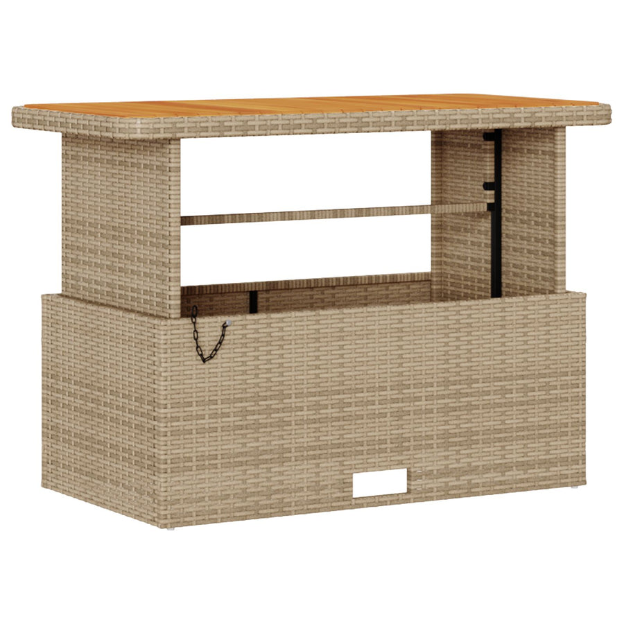 4-Delige Tuin Eetset Met Kussens Poly Rattan Acacia 110 cm Beige en crème 3 krukken