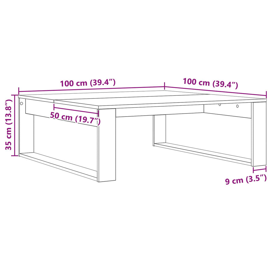 Salontafel Gelaagd Hout 100 x 100 x 35 cm Zwart Eiken