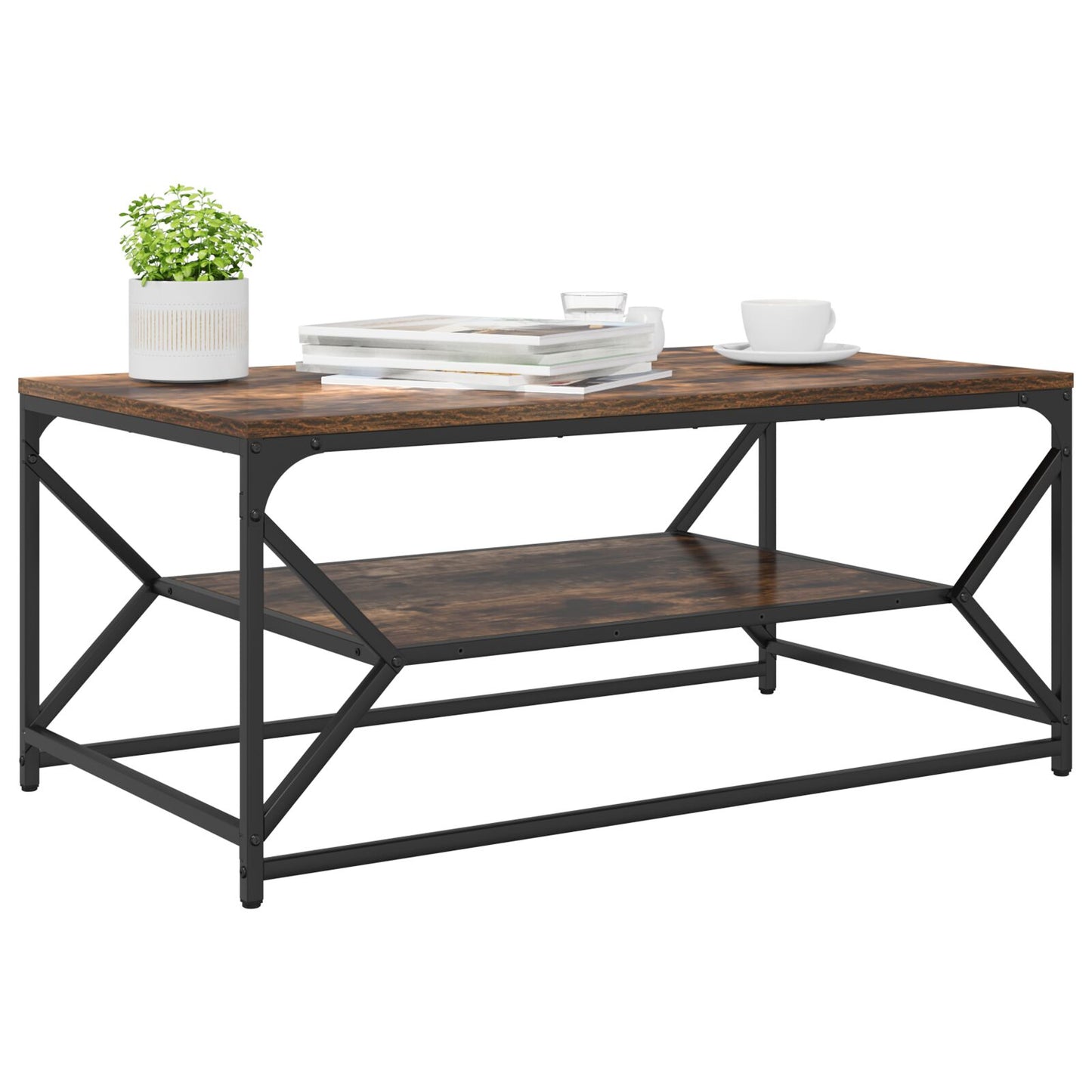Salontafel Met Plank Spaanplaat Gerookt eiken 90 x 50 x 40 cm