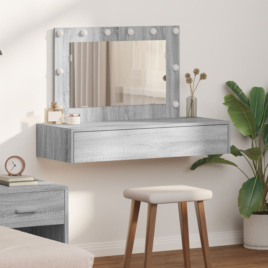 Wandkaptafel -Lampen Grijze Sonama 100 x 40 x 70 cm Grijze sonoma met LED