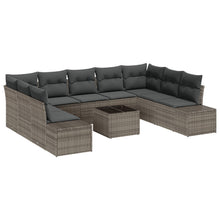 9 Delige Tuin Sofa Set Met Kussens Zwarte Poly Rattan Grijs met tafel