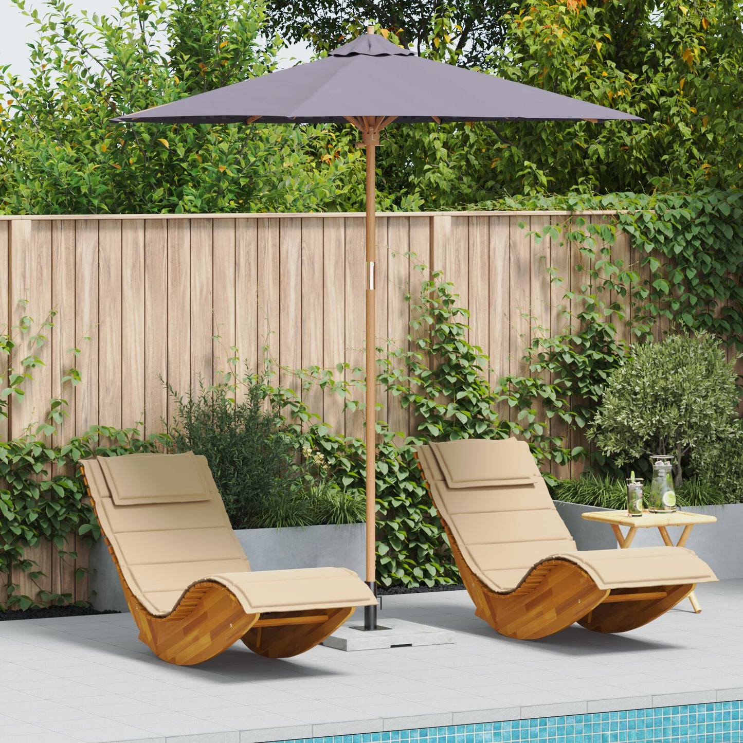 Tuinparasol 240X260 Cm Bamboe 240 x 240 x 260 cm Donkergrijs