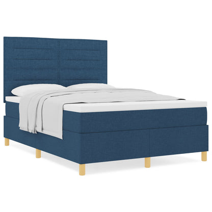 Boxspring Bed Met Matras Blauw 160X200 Cm Stof Blauw