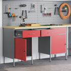 Werkbank set 3-delig 150x55x85 cm rood geëngineerd hout staal
