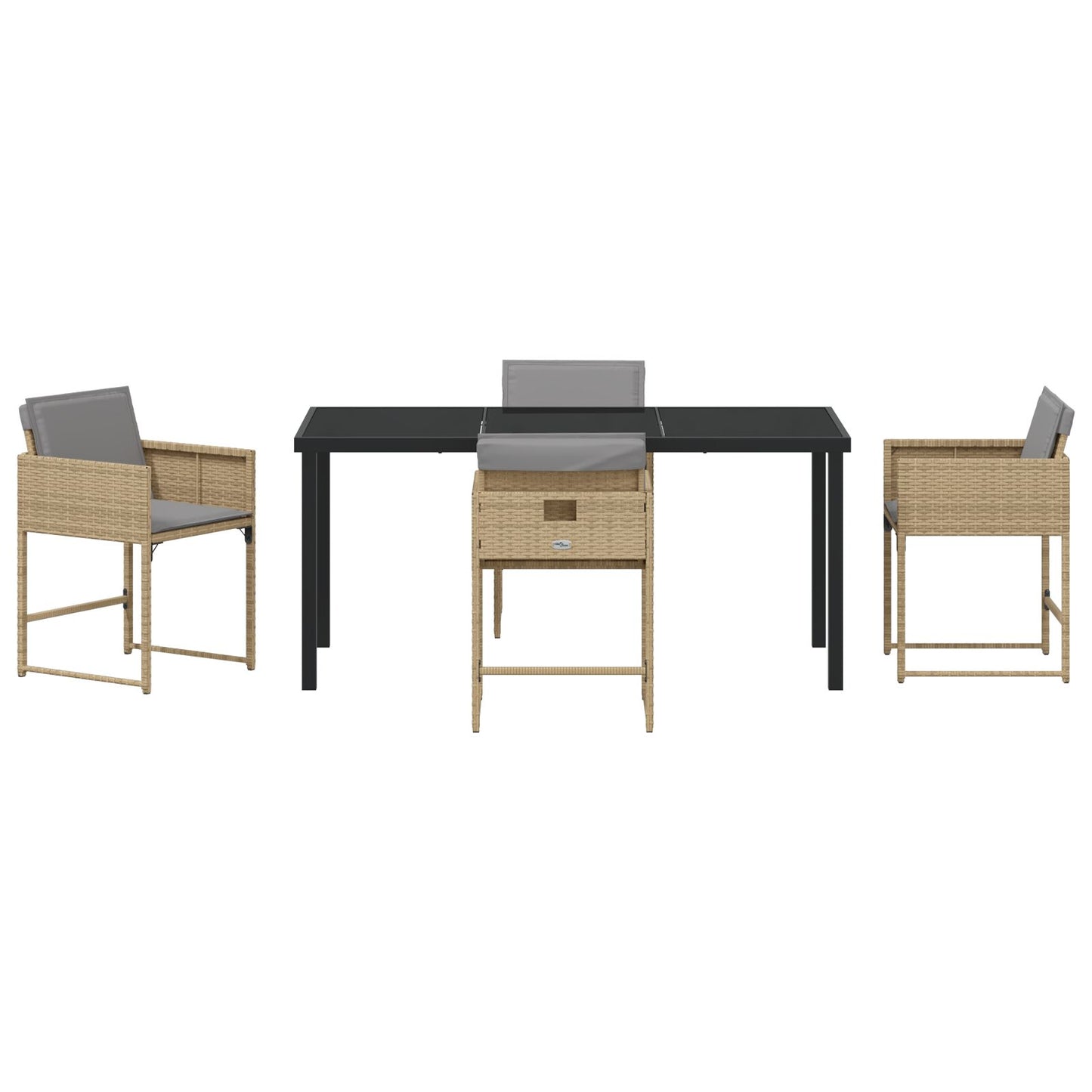 5-Delige Tuin Eetset Met Kussens Beige Poly Rattan