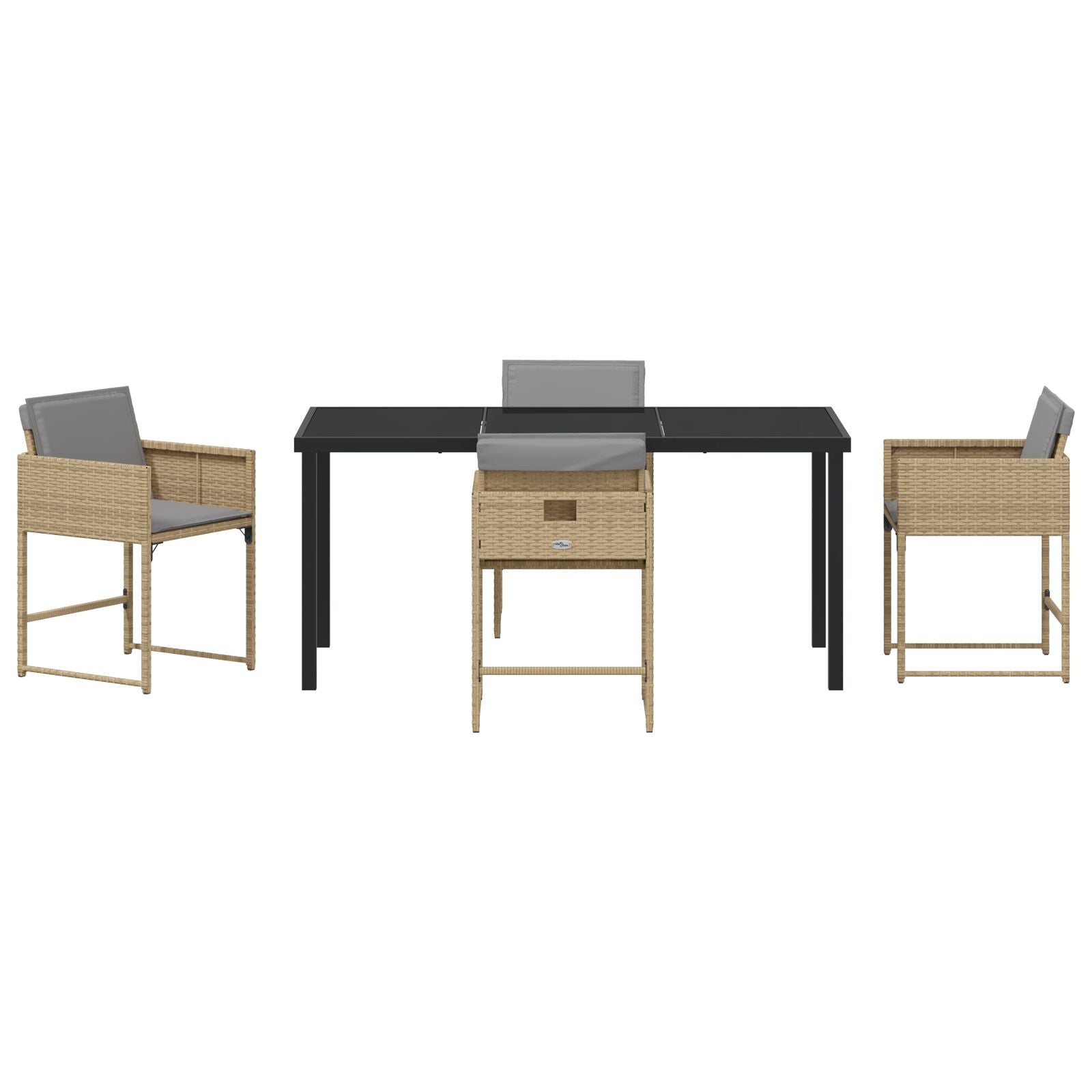 5-Delige Tuin Eetset Met Kussens Beige Poly Rattan