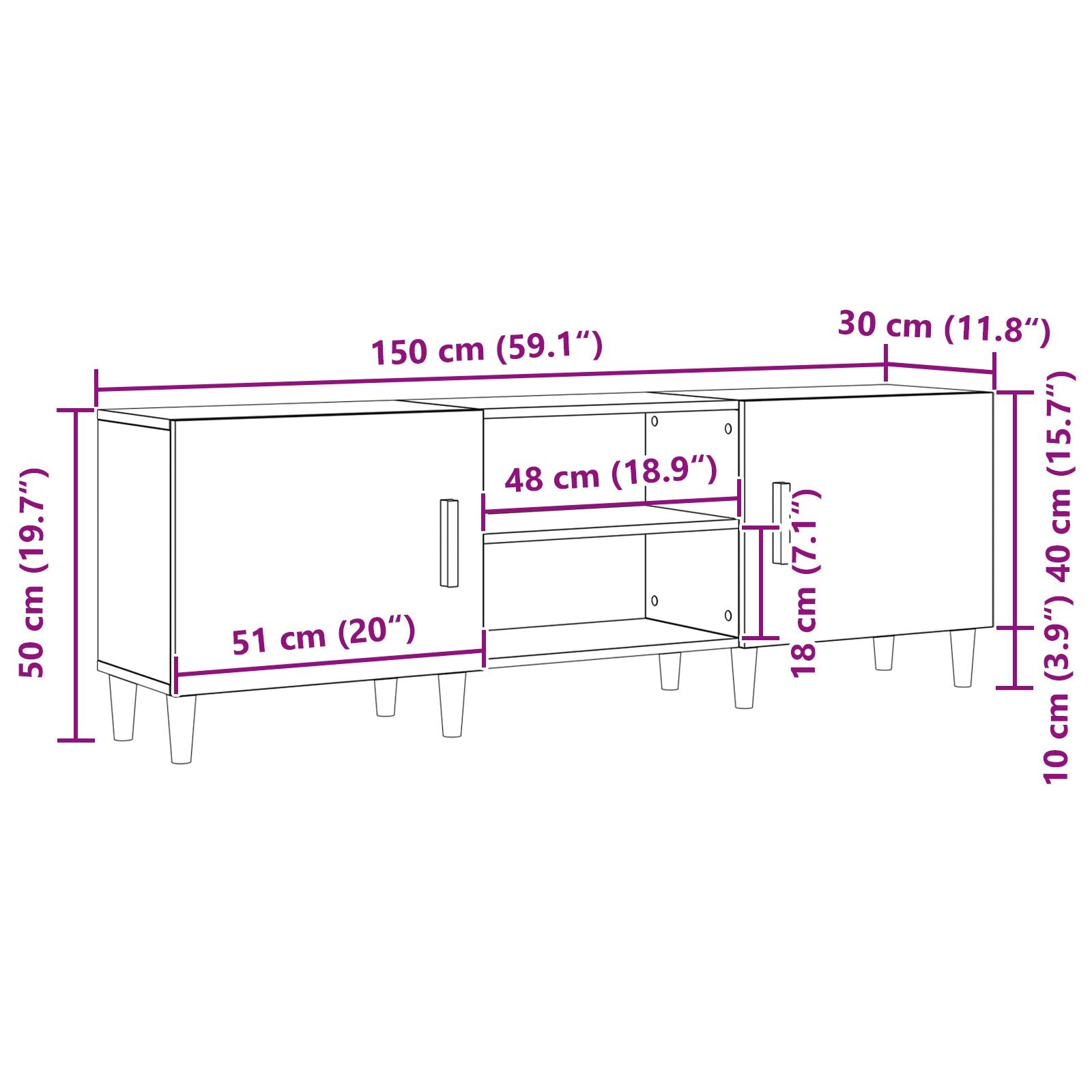 Tv-Meubel In Artisan Eiken - 150X30X50 Cm - Gemaakt Van Engineered Wood
