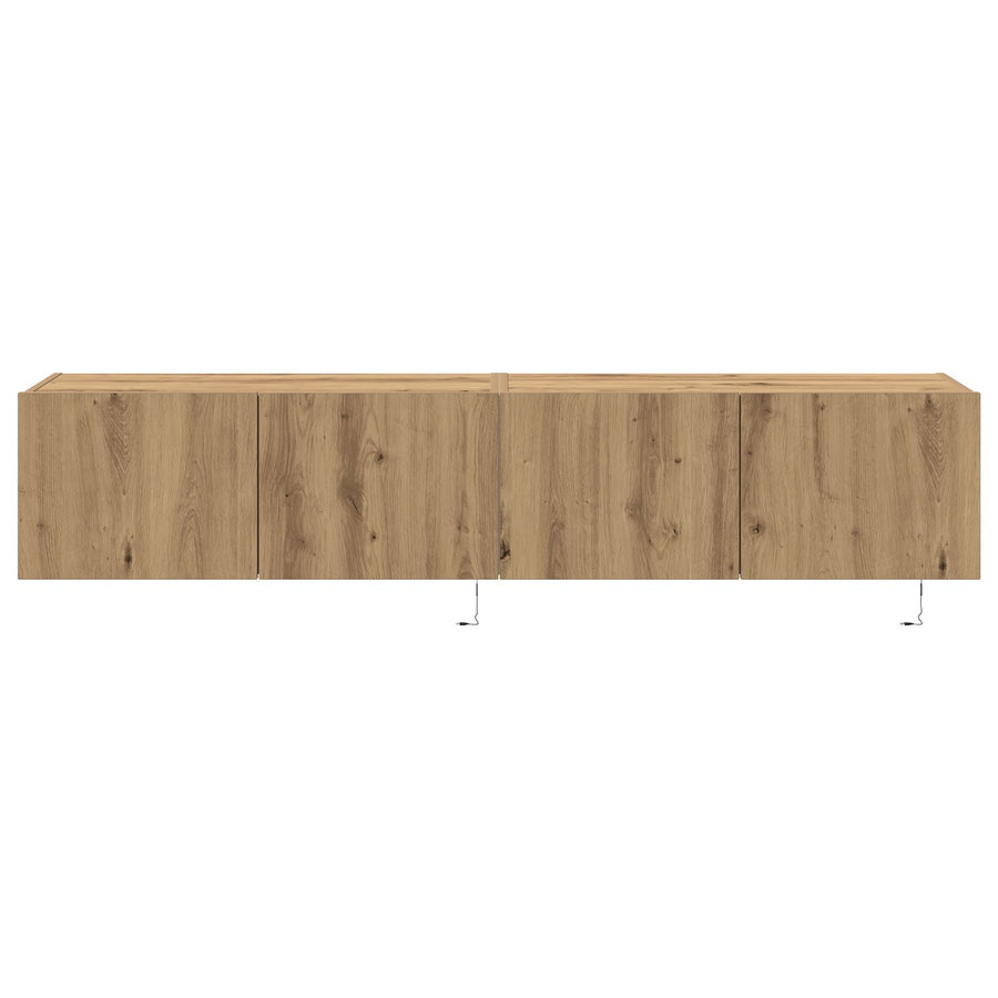 Tv Wandmeubels Met Led-Verlichting 2 Stuks Artisan Eiken 80X35X31 Cm