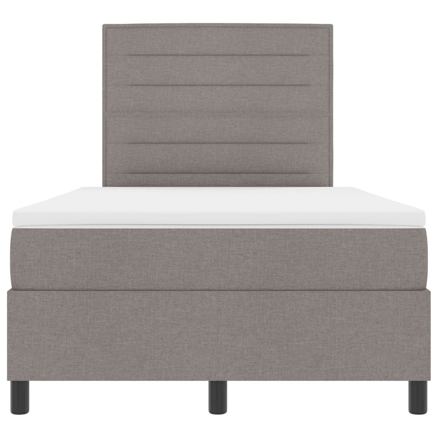 Boxspring Bed Met Matras Taupe Klein Dubbel Stof Blauw
