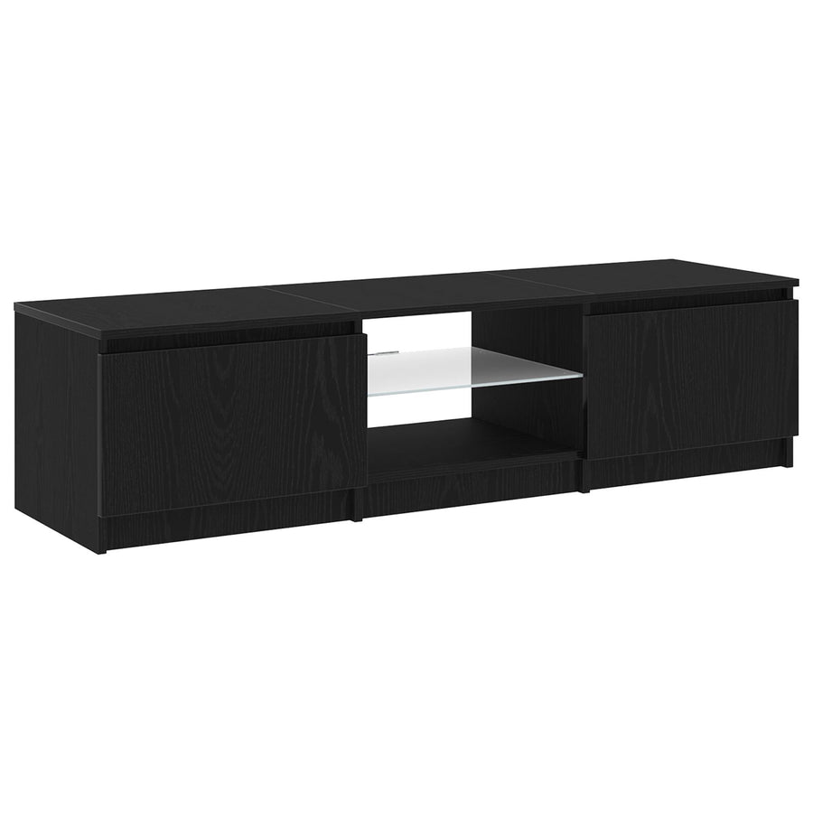 Tv-Meubel Met Led-Verlichting - Zwart Eiken - 140X40X35,5 Cm - Bewerkt Hout