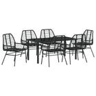 Garden dining set 7 pcs Black poly rattan