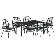 Eettafelset tuin 7-delig poly rattan zwart