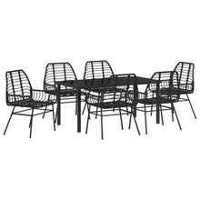 7 Delig Tuin Eetset Zwart Poly Rattan