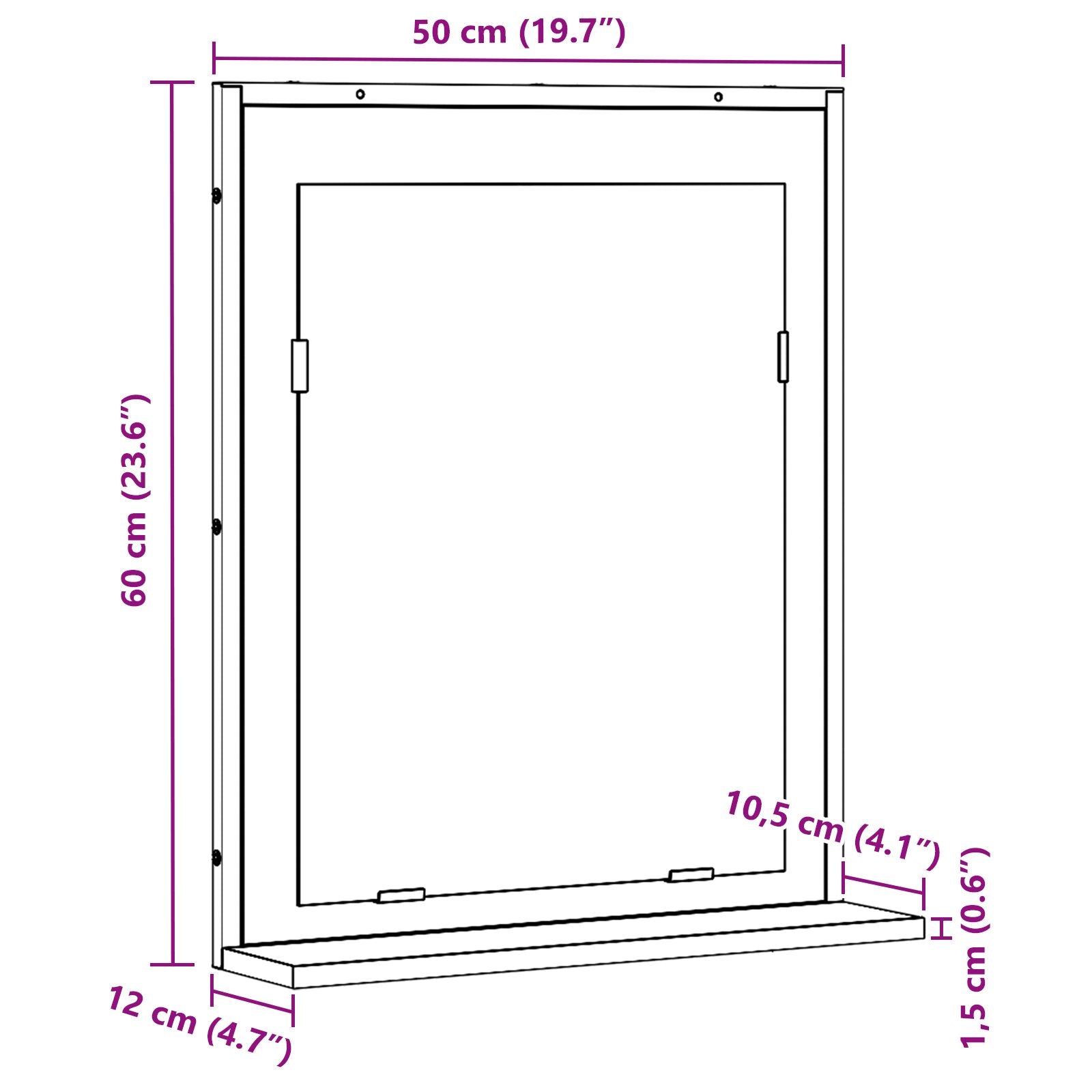 Badkamerspiegel 50X12X60 Cm Bewerkt Hout Zwart eiken