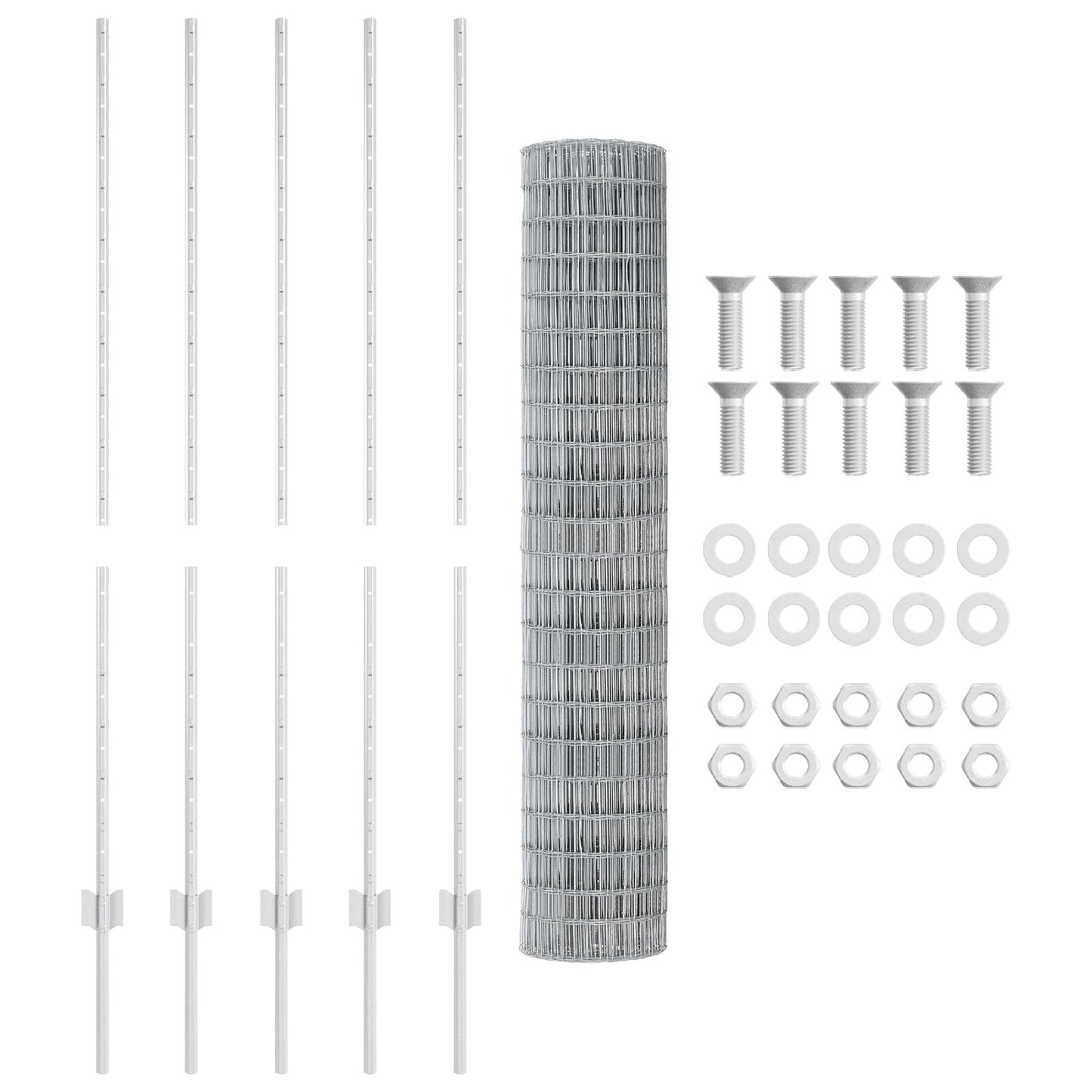 Tuinhek Set Set Van 2 Verzinkt Staal 10 X 1,4 M Duurzaam