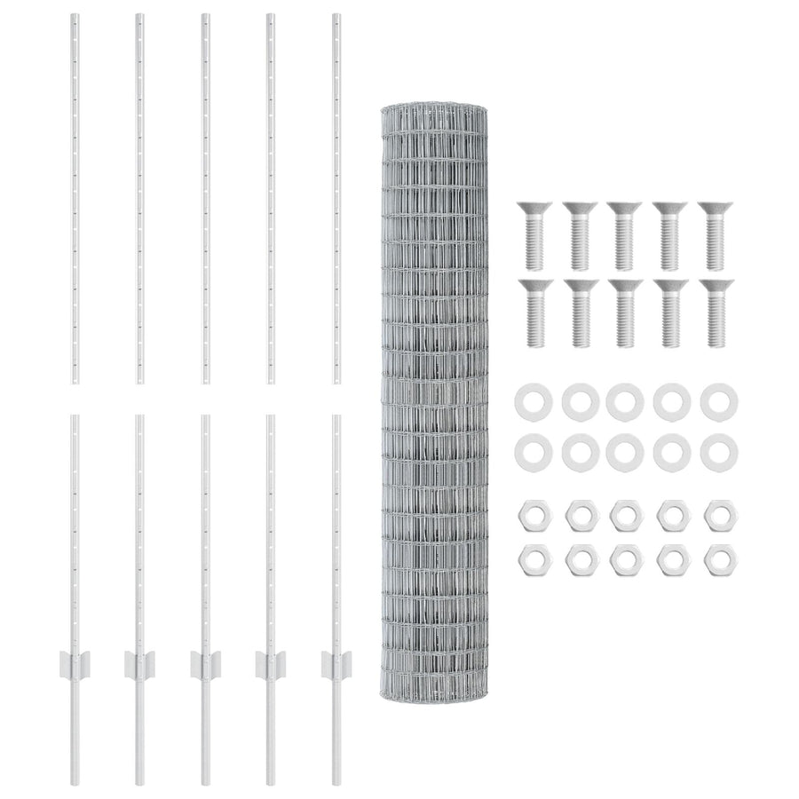 Tuinhek Set Set Van 2 Verzinkt Staal 10 X 1,4 M Duurzaam