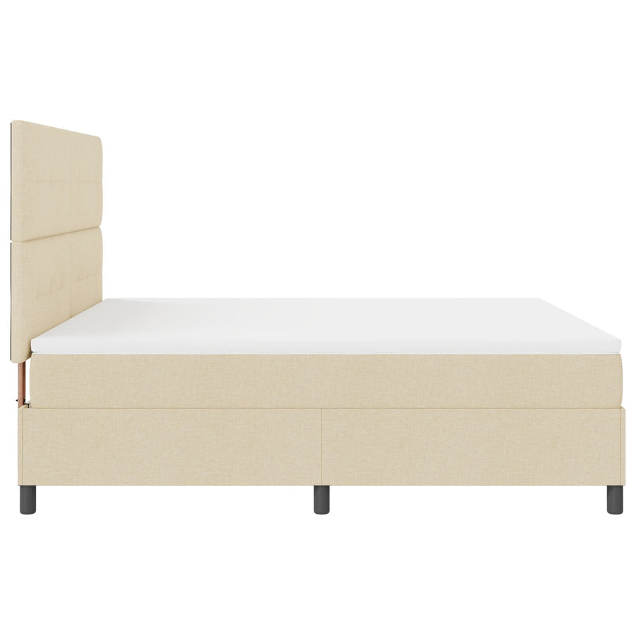 Boxspringbed Met Matras Super King Stof Crème 180 x 200 cm Knop tufted