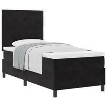 Boxspring Bed Met Matras Zwart 100X200 Cm Fluweel Blauw