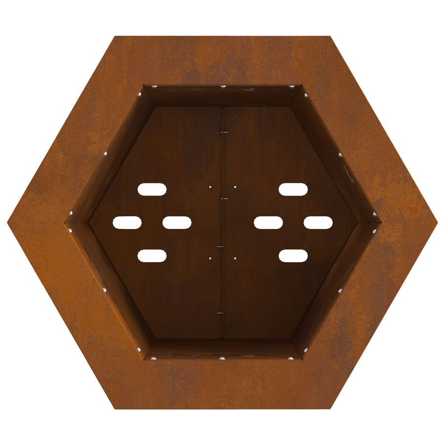 Rookloze Vuurkorf Hexagonaal Verweerd Staal 38 x 38 x 51 cm Verweringsstaal/Bruin