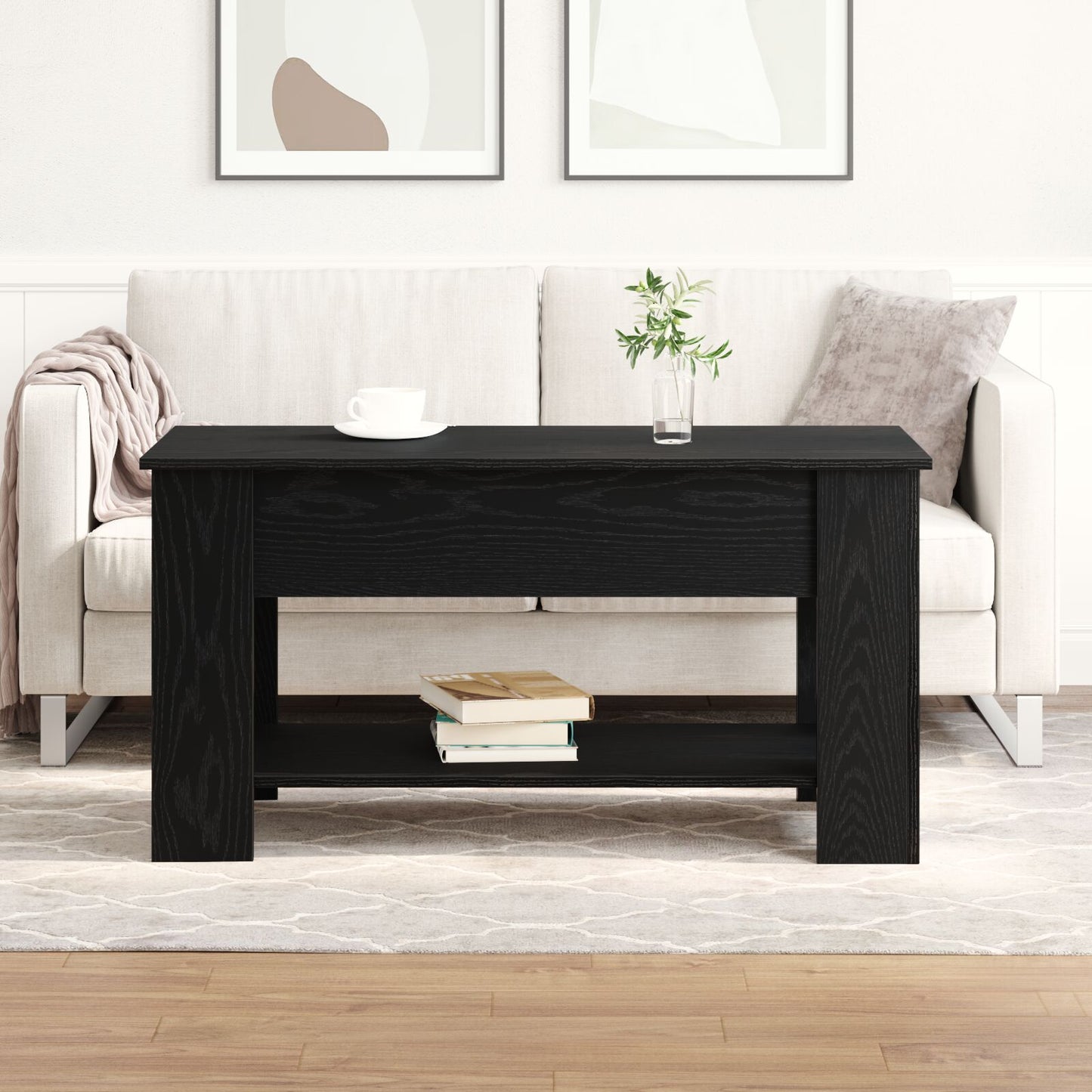 Zwarte Eikenhouten Salontafel - 101X49X52 Cm Gemaakt Van Geënginieerd Hout