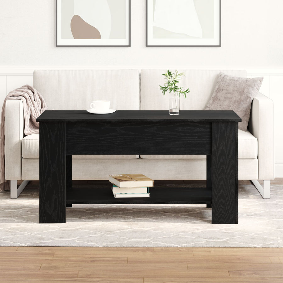 Zwarte Eikenhouten Salontafel - 101X49X52 Cm Gemaakt Van Geënginieerd Hout