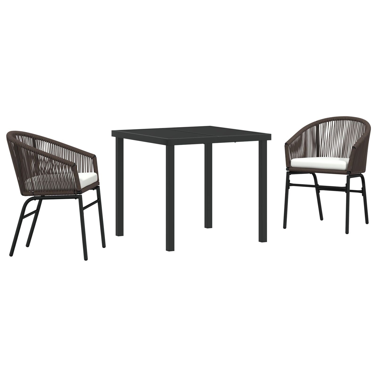 3-Delige Tuin Eetset Bruin Poly Rattan