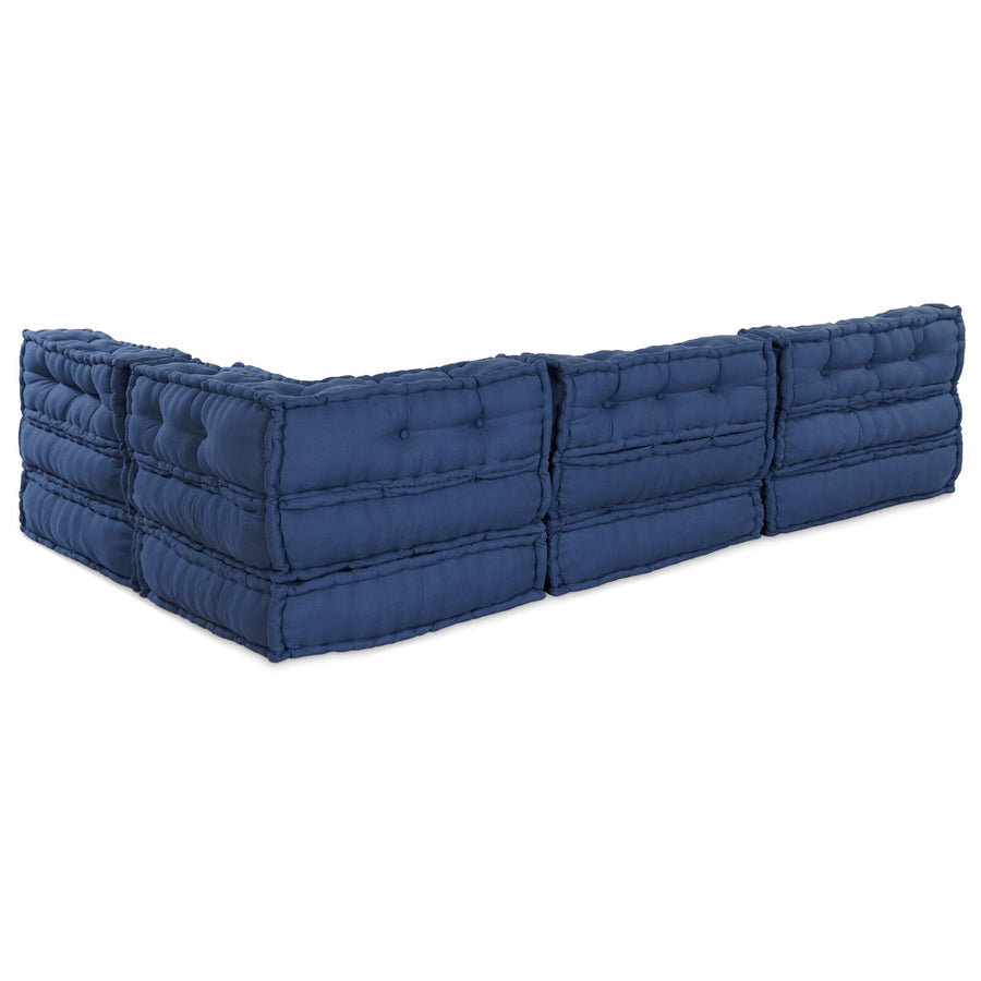 Modulaire Poefjes - Set Van 4 In Stof Indigo 70 x 70 x 54 cm 3x middelste + hoek