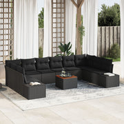Loungeset poly rotan 11-delig zwart