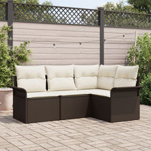 4-Delige Tuin Sofa Set Met Kussens Bruin Poly Rattan