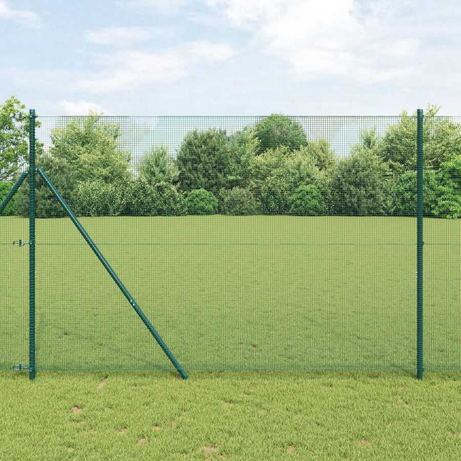 Gelaste Draadomheining Met 7 Palen Groen 1.6X10 M Staal Gegalvaniseerd Staal