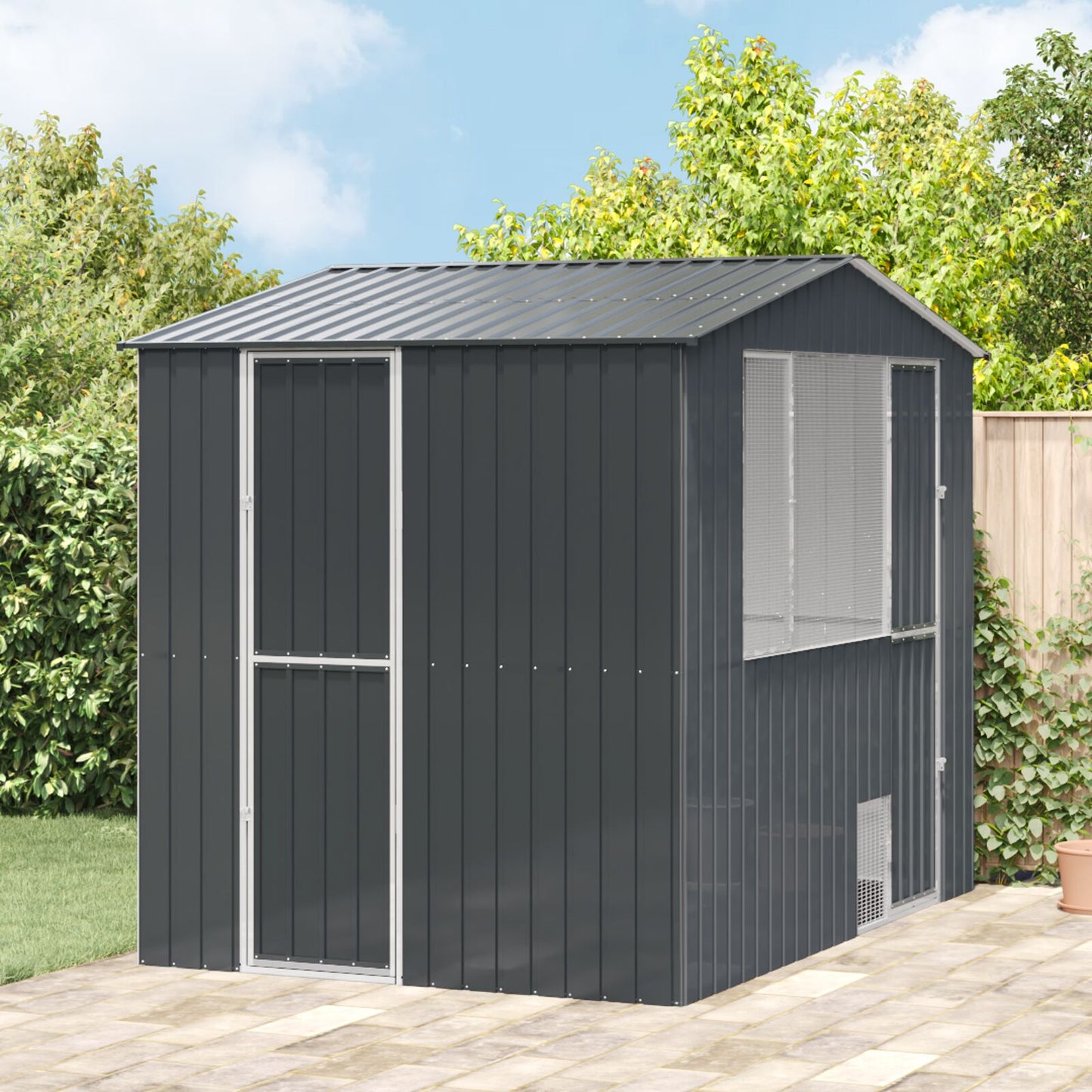 Vogelvolière Grijs 310X215X247 Cm Staal