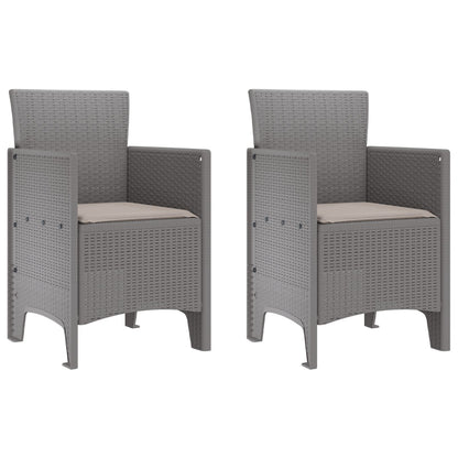 Tuinstoel Set Van 2 Poly Rattan En Staal Standaard Taupe Lichtgrijs
